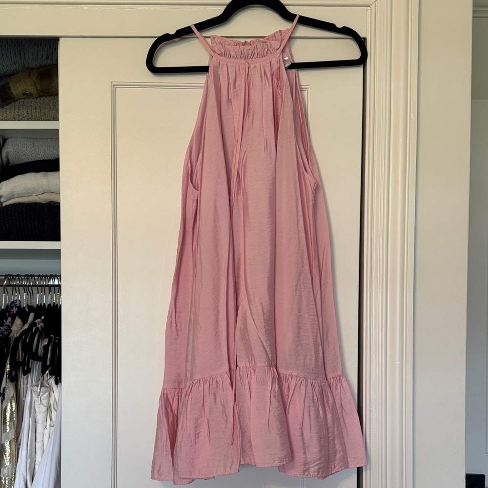 NWOT H&M PINK RUFFLE DRESS SIZE M - Picture 3 of 5